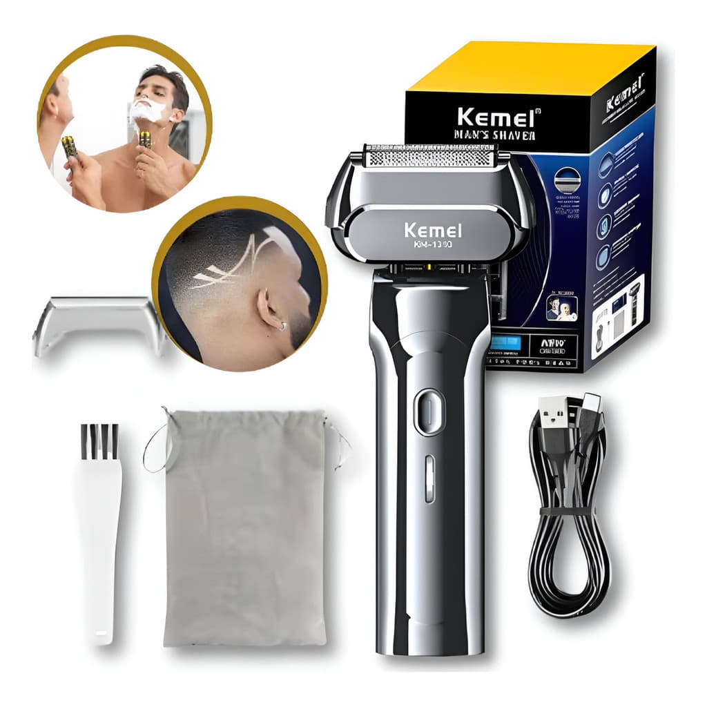 Barbeador Elétrico Kemei KM-1310 - Recarregável e Resistente