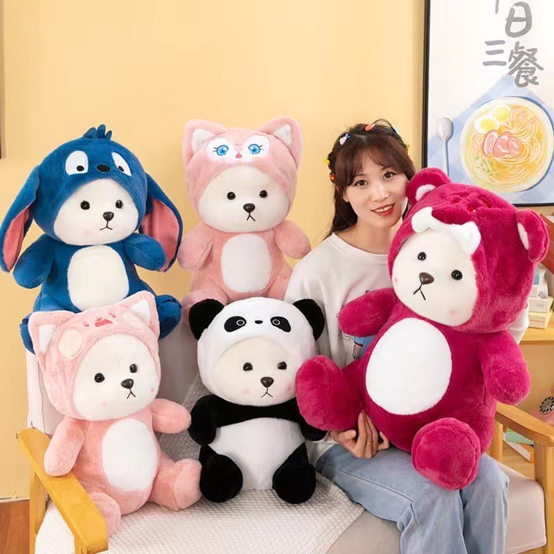 Urso Fofo De 25 Cm Se Transforma Em Brinquedos De Pelúcia Stetch Bonecos De Animais Macios E Adoráveis