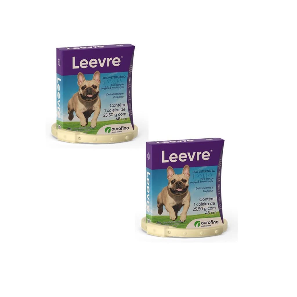 2 Leevre Coleira Cães P 48cm Antipulgas carrapato e leishmaniose