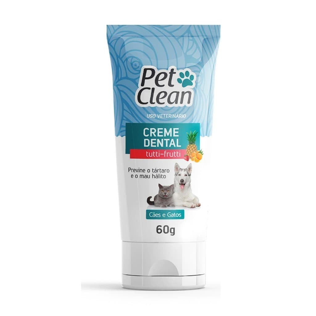 Creme Dental Tutti Frutti Pet Clean para Cães e Gatos- 60 gr