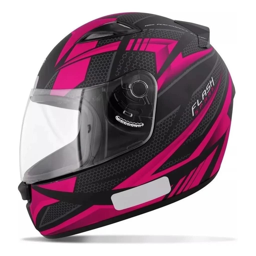 Capacete Moto Ebf New Spark Flash Feminino Preto Rosa Fechado Todos Tamanhos Fechado Integral
