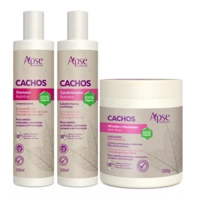 Kit Shampoo, Condicionador e Ativador Cachos - Apice