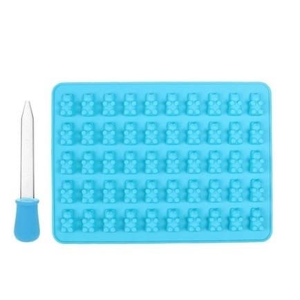 Molde de Silicone Ursinho Gummy Bear Doce Forma Gelatina Bala Festa Buffet Azul