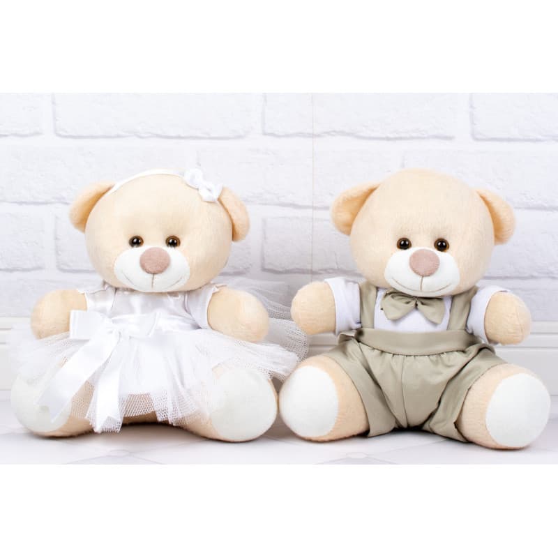 Urso de pelúcia casamento casal pajem e daminha - 2 peças