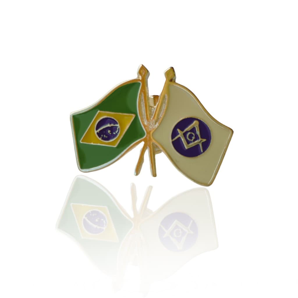 Pin Botton Broche Brasil Maçonaria Dourado Símbolo Esquadro e Compasso Odem Maçonica