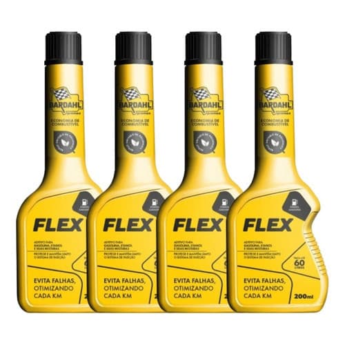 KIT COM 4 UNIDADES ADITIVO FLEX BARDHAL PARA COMBUSTIVEL GASOLINA E ETANOL 200ML