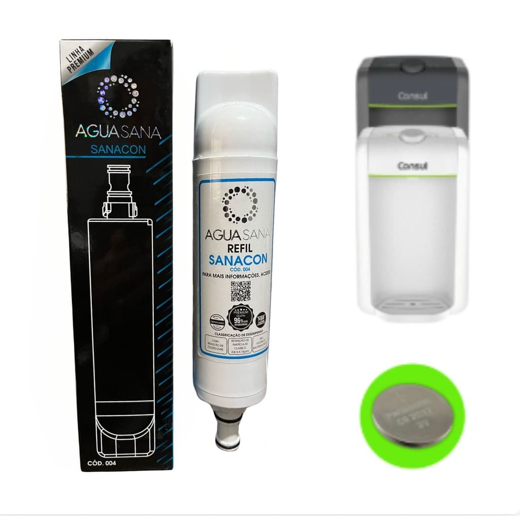 Refil Compatível com Filtro Consul Acquabios Purificador de Água Bateria Brinde