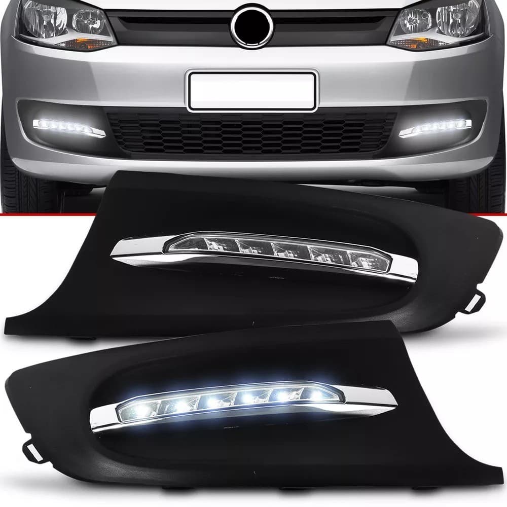 Par Moldura Grade Do Milha Daylight Fox 2010/2014 Led Drl