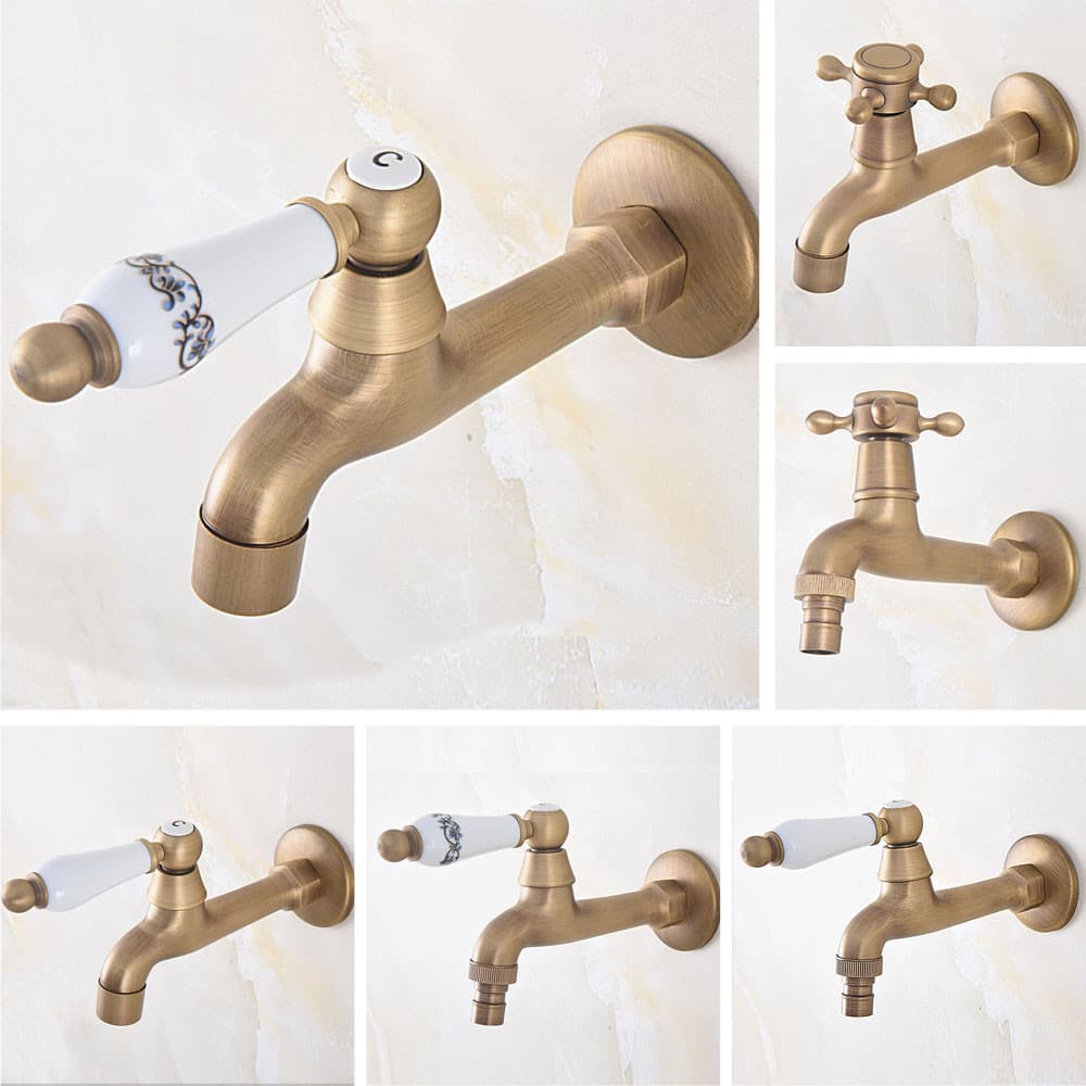 Torneira De Parede De Latão Antigo , Para Pia De Piscina , Jardim , Alça Única , Água Fria , Máquina De Lavar , Szh302