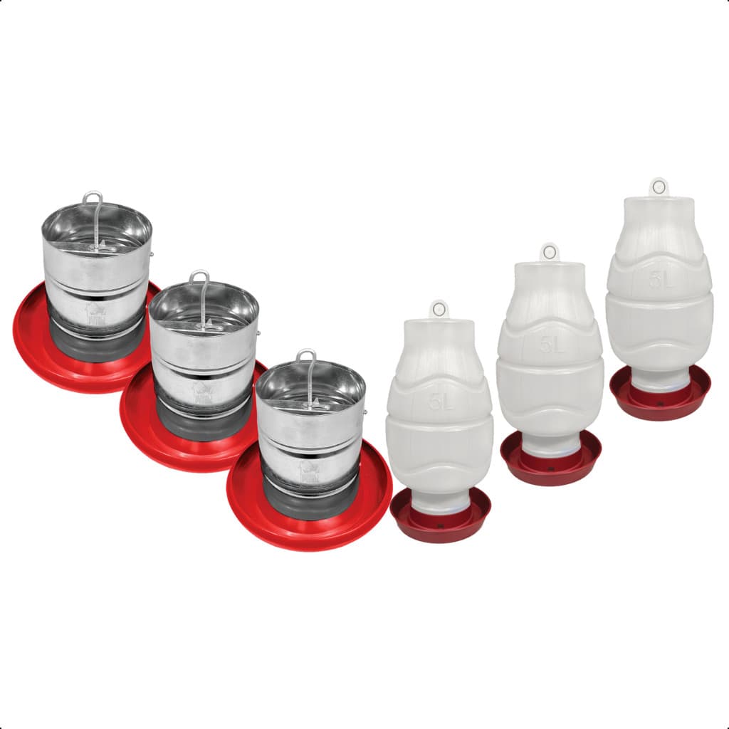 Kit 3 Comedouro Tubular 3kg e 3 Bebedouro Rosca 5L Aves