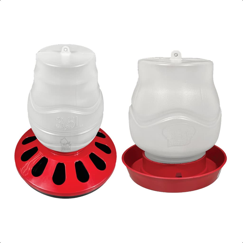 Kit Comedouro 3,5L Aves 12 furos e Bebedouro com Rosca 1,25L
