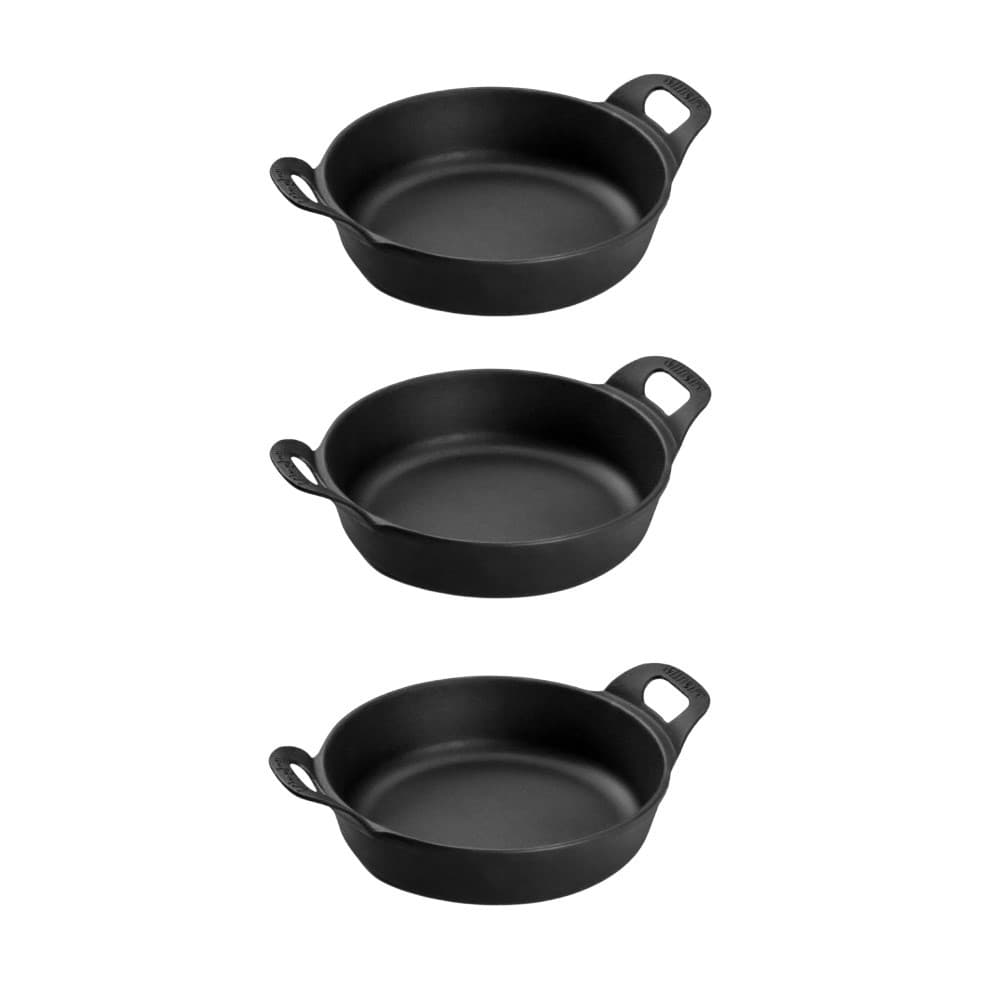 Kit 3 Travessas Redonda 14 cm 0.4L em Ferro Fundido Panela Mineira