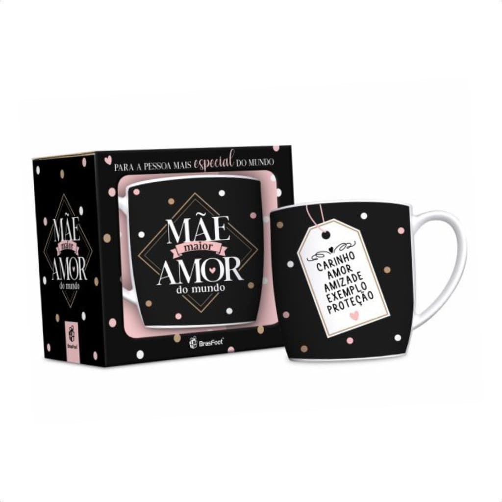 Caneca Porcelana Urban Mãe Maior Amor do Mundo Presente Dia Especial 300ML Comemorativo Brasfoot