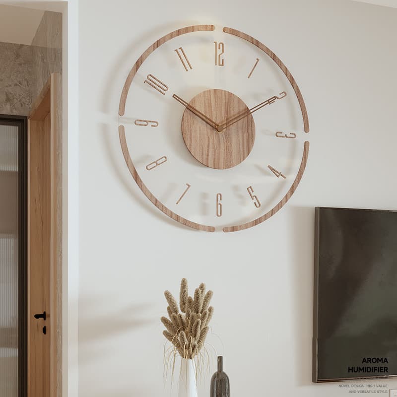 Relógio De Parede Minimalista De Madeira Natural , Silencioso , Anti-ticking , 35cm , Decoração De Casa Para Sala De Est