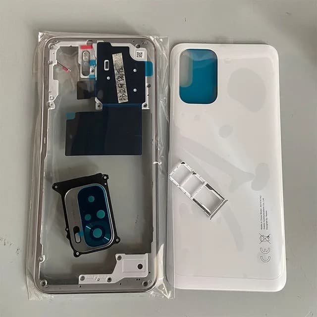 Carcaça Completa Para Xiaomi Redmi Nota 10S Tampa Traseira Da Bateria Caixa Estrutura Central + Botão De Volume Bandeja De Vidro Sim Câmera