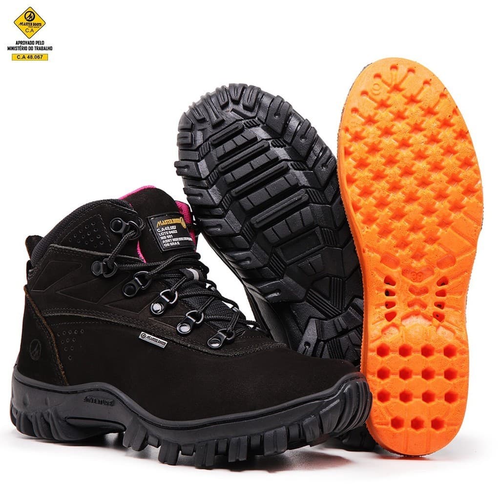 BOTA COTURNO  MASCULINO DE SEGURANCA COM   C.A EM COURO SOLADO DE BORRACHA COM GARANTIA.