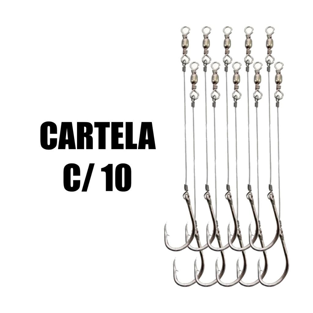 Anzol Marine Sports Encastoado No Fio 1/0 Com Girador Cartela Com 10 Unidades