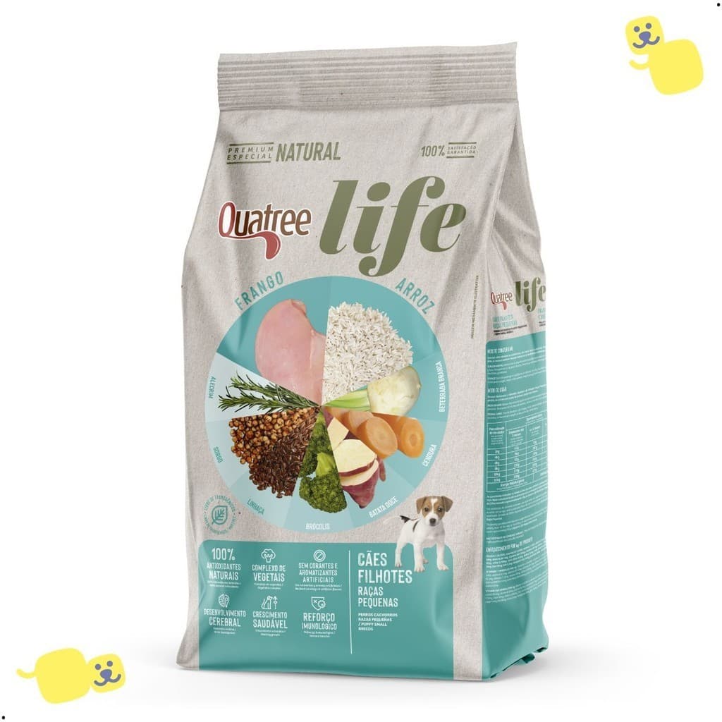 Ração Quatree Life Cão Filhote Raças Pequenas Frango e Arroz 3Kg Alimento Premium Especial Cachorro