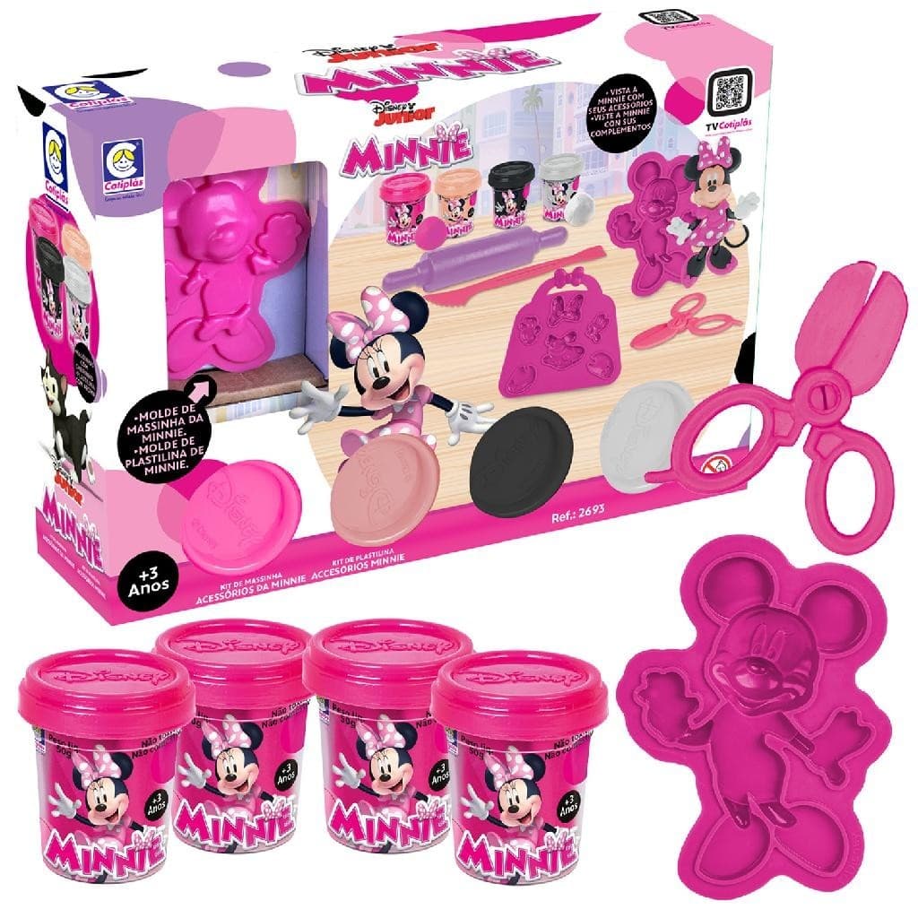 Massinha de Modelar Minnie Com Molde e Acessórios Divertidos Disney - Cotiplas
