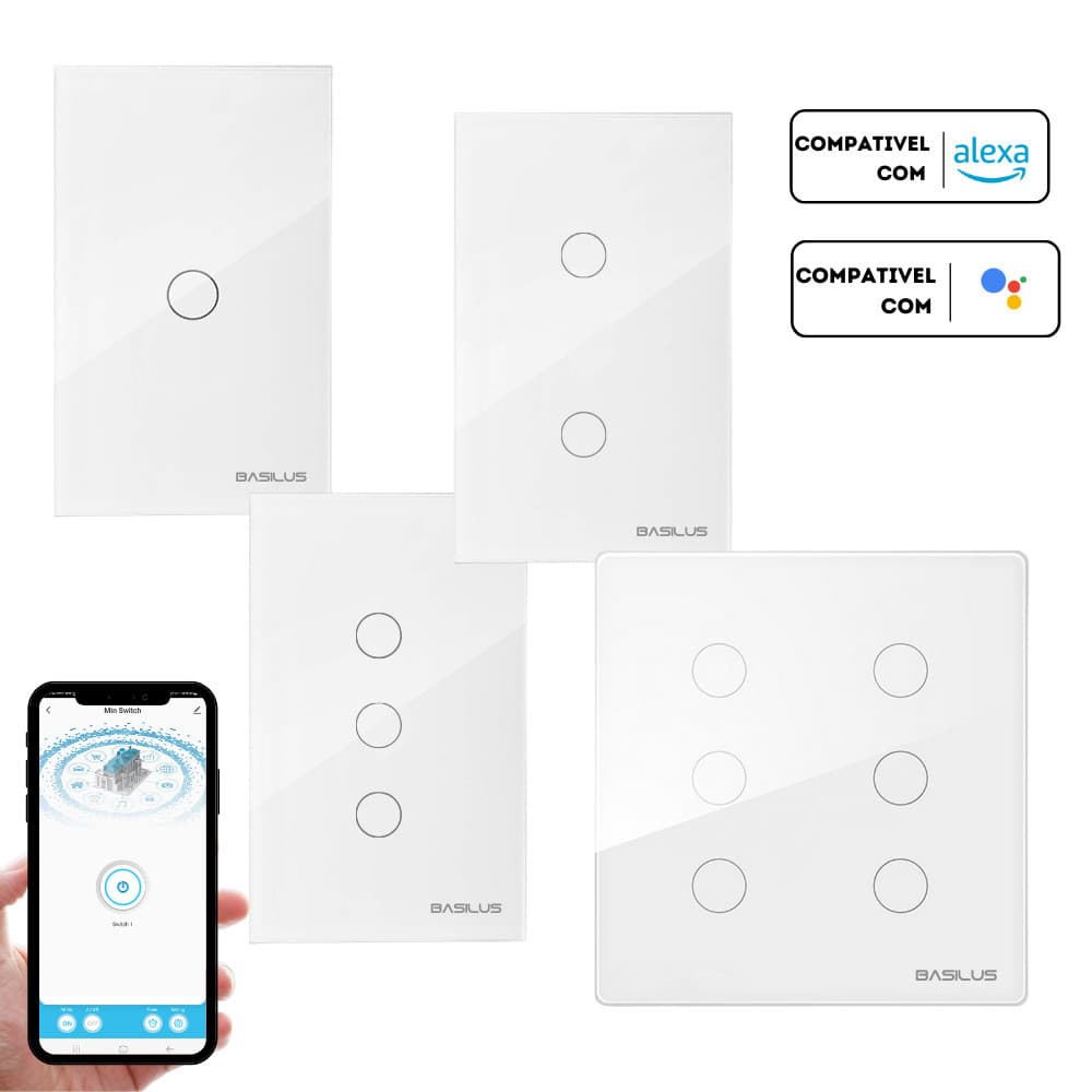 Novo Interruptor Inteligente Wifi Com 3 Botões Touch Compatível Alexa E Google