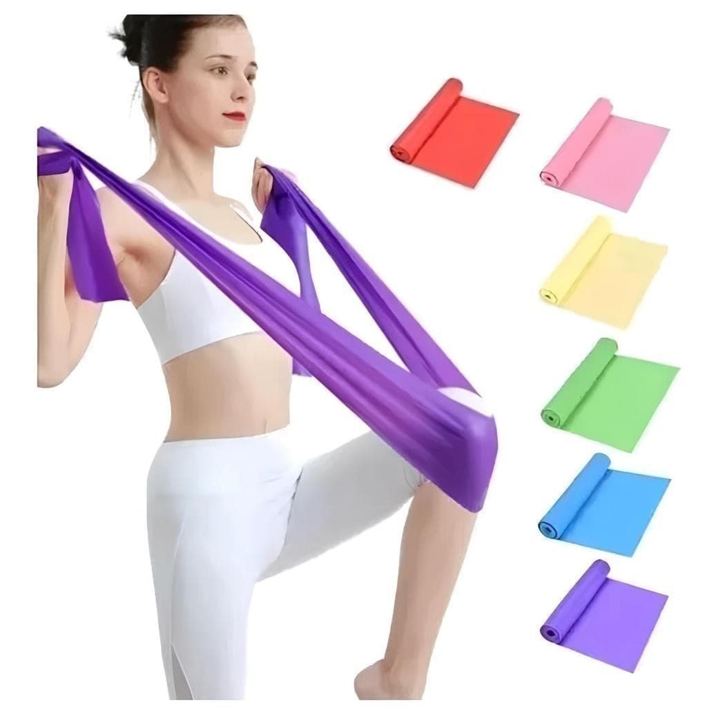 Kit 15 Faixas Elásticas 1,5m Para Fisioterapia Academia Pilates Yoga Exercícios Funcionais Alongamento Resistência Muscu