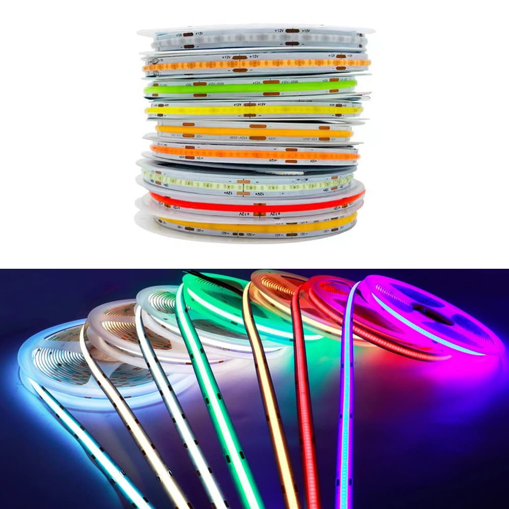 Fita Led 320LED/Metros COB 5M 12V AZUL,AZULBEBE,ROSA,VERDE,VERMELHO,AMARELO ip20