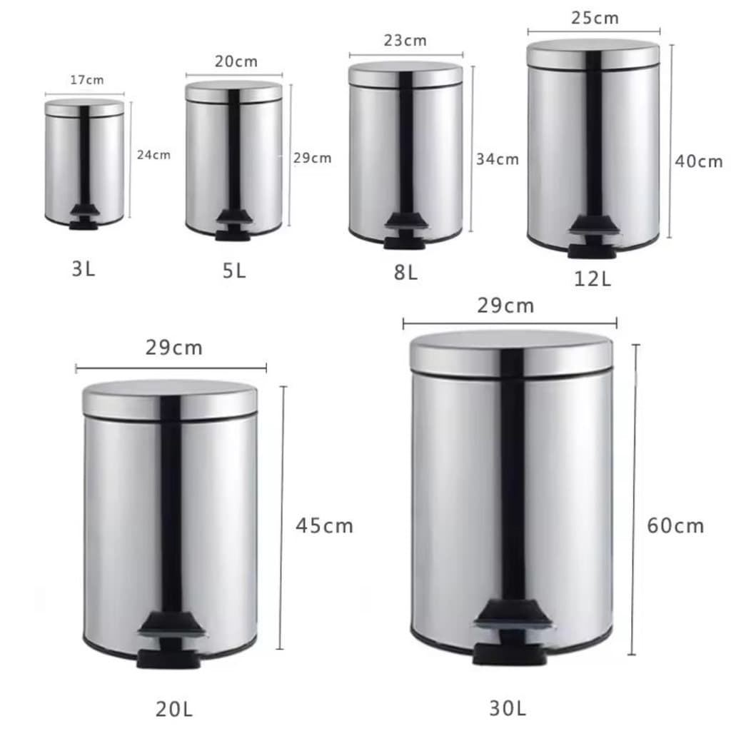Lixeira Inox 5 8 10 12 20 30  Litros Com Pedal Balde Interno Basculante