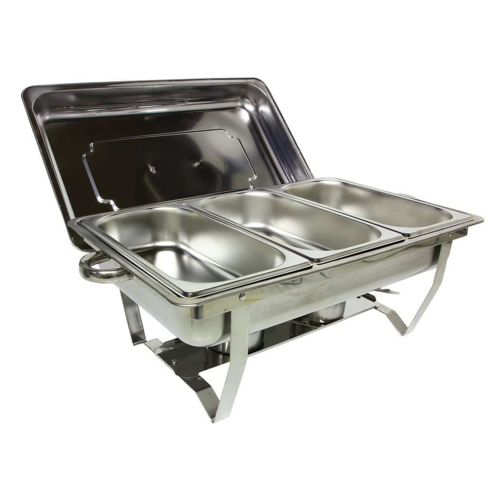 Rechaud Inox 9 Litros 1/3 Panelas Banho Maria 3 Cuba Buffet
