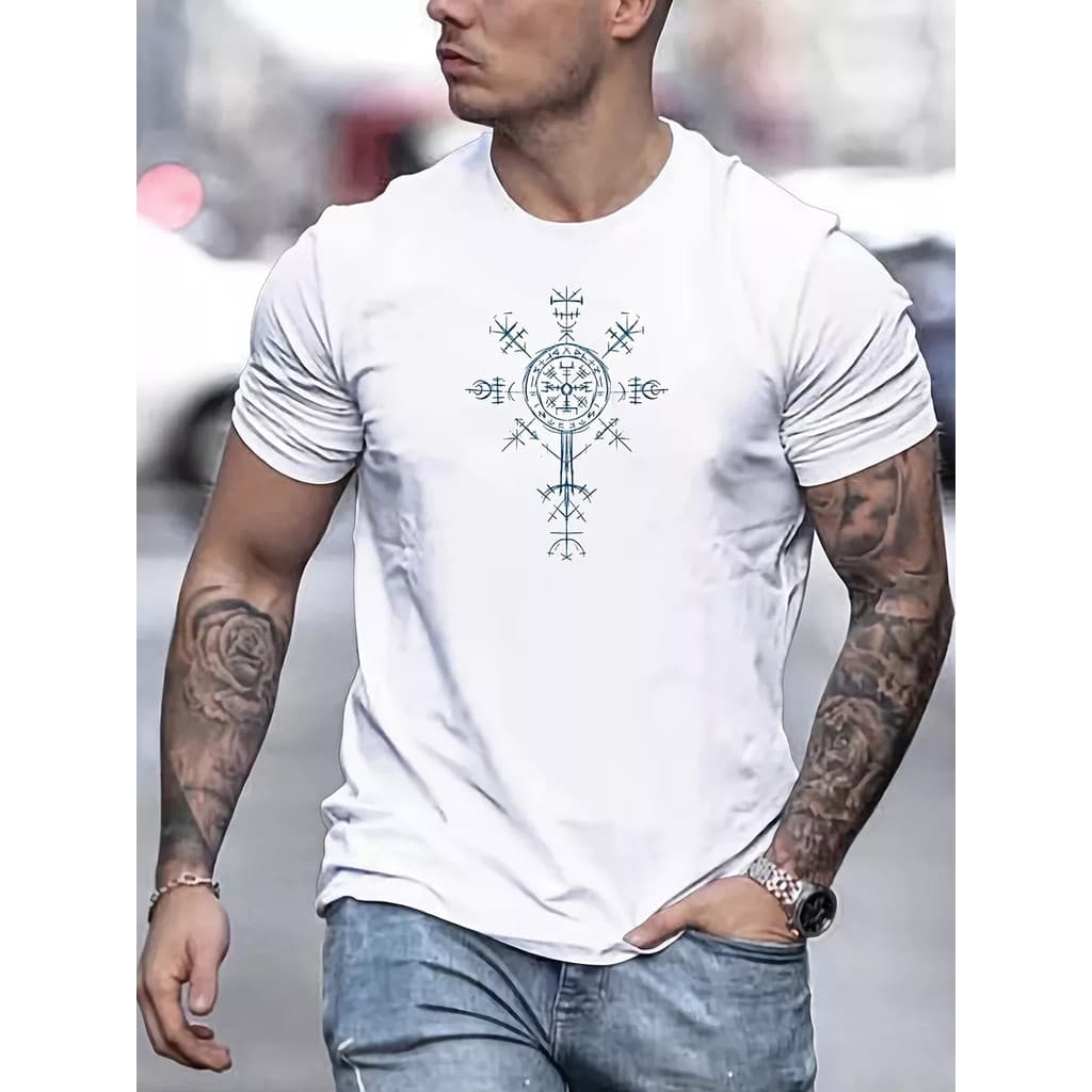Camiseta Masculina Moda Viking Bussola Compasso Estilo