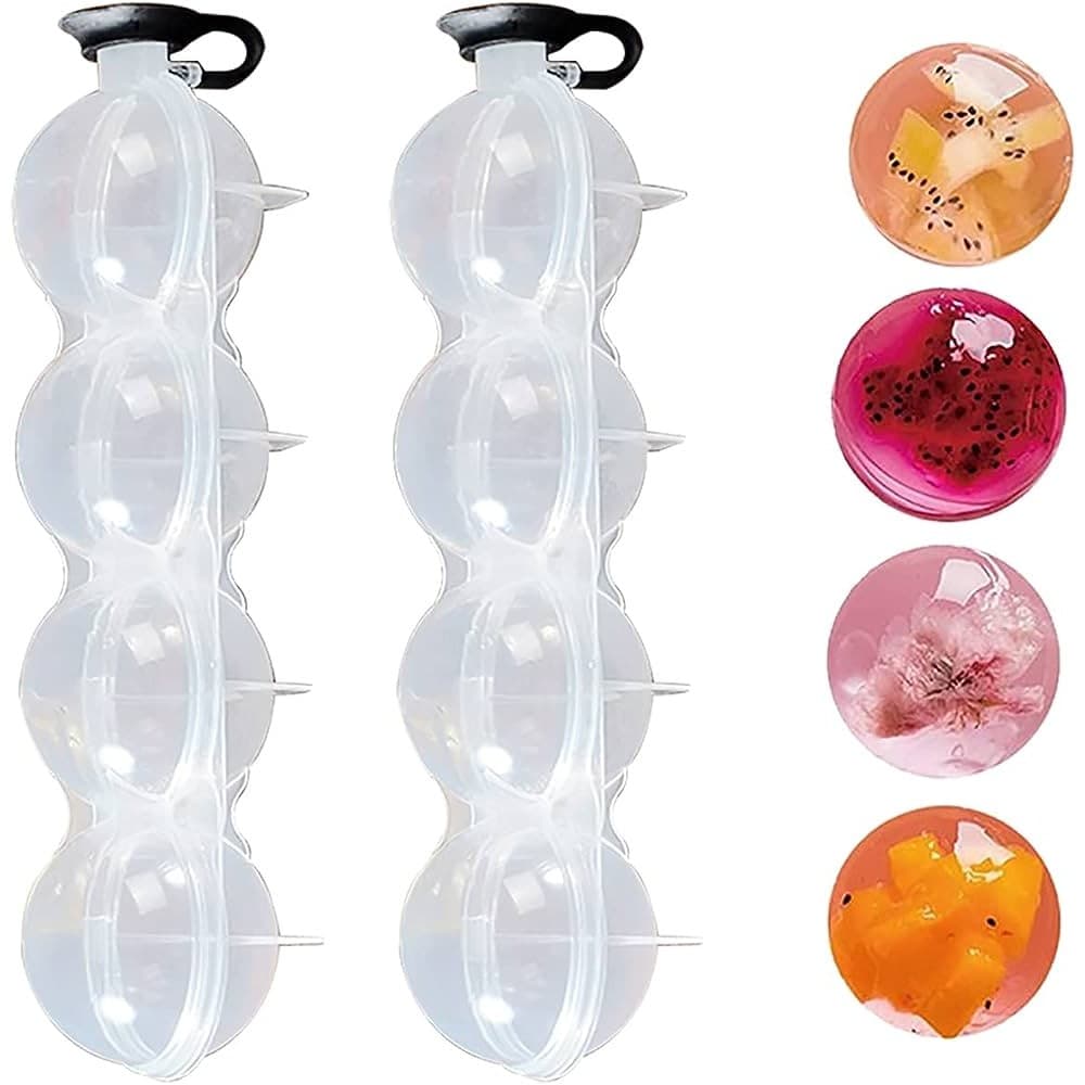 Forma De Cubo De Gelo, 4 Cavidades, Silicone Flexível, Uísque, Coquetel Diy Bola De Gelo Redonda Grade De Gelo