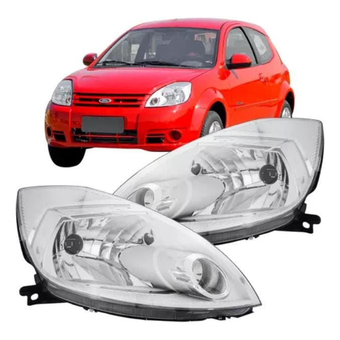 Farol Ford Ka 2008 A 2014 Foco Simples Mascara Cromada
