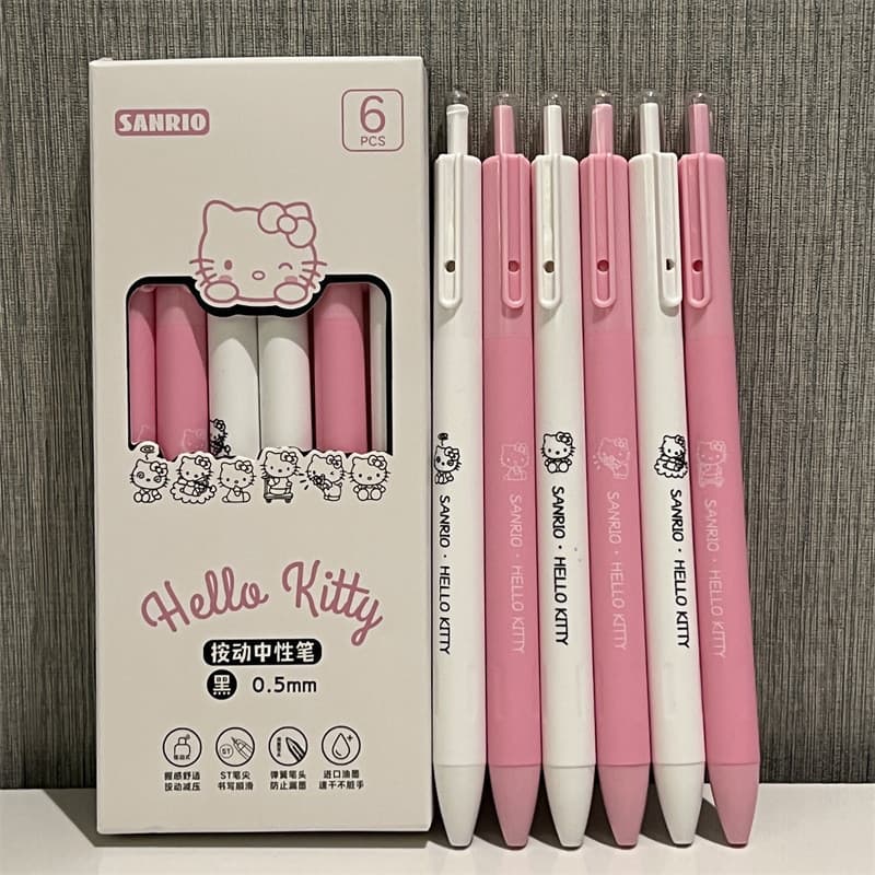 6 Pcs Canetas de Gel Pretas Fofas para Mulheres com Estilo Suave