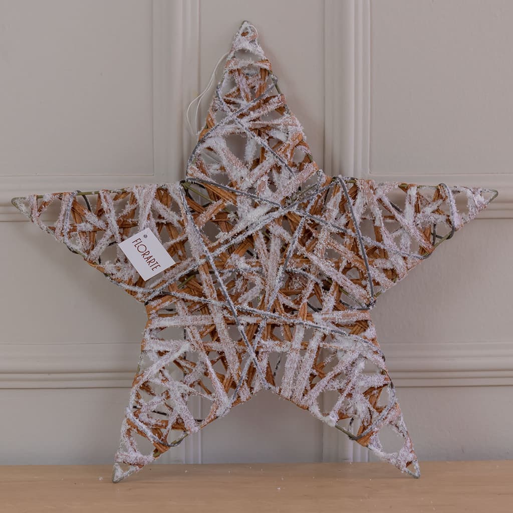 Enfeite de Natal Estrela Aramada Marrom e Branco 40cm (Florarte)