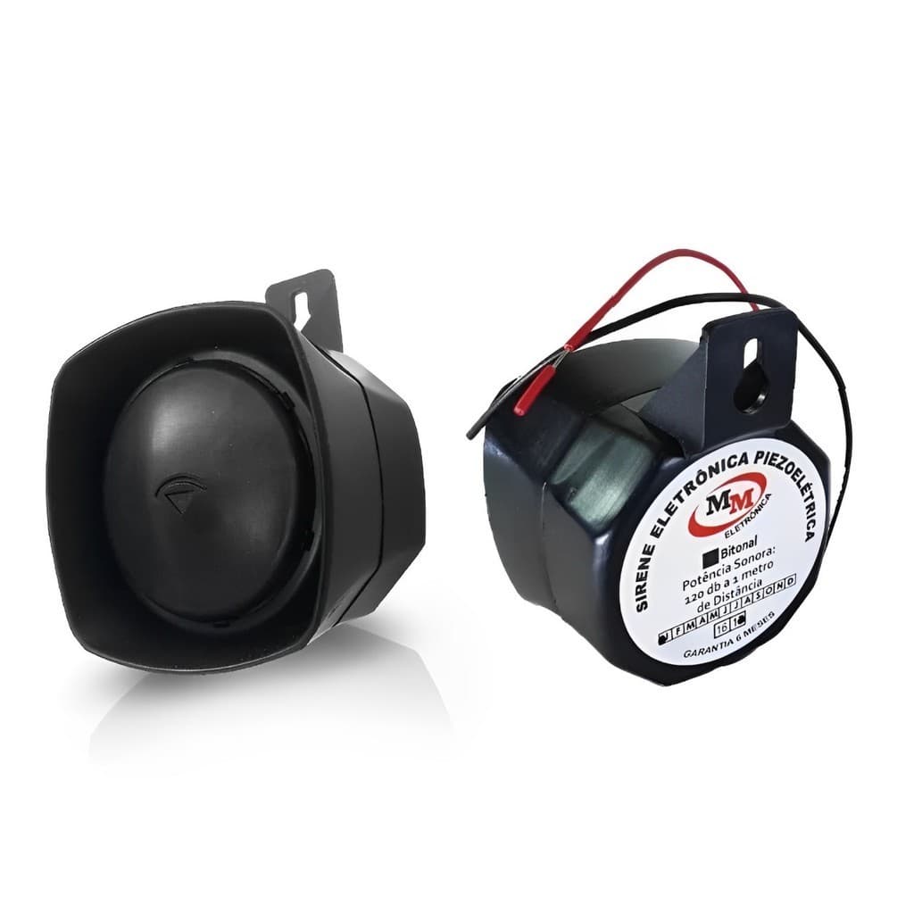 Sirene Eletrônica Piezoelétrica 12v Para Alarme 1 Som - Mm