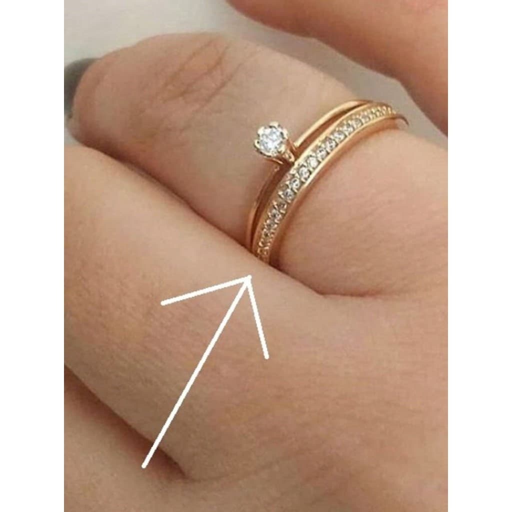 1 Par Conjunto 2 Peças Anel solitário Mais Anel aparador Joias Femininas Noivado Casamento Festa