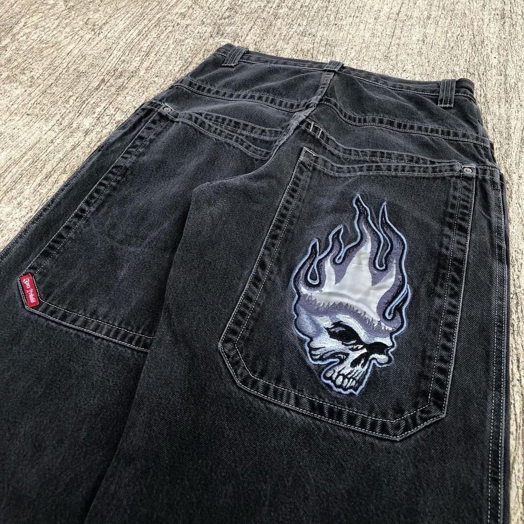 Y2k Jeans Retro Harajuku Baggy Mulher Calça Perna Larga Hip Hop Streetwear Preto YLXQ Quente