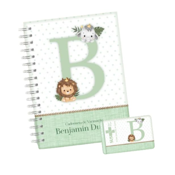 Caderneta de Vacina Capa dura - Personalizada - Safari Verde