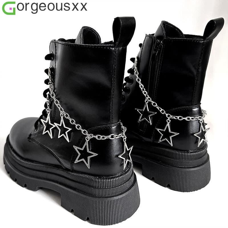 Pentagrama Exagerado Pingentes Do Coração Amor De Aço Titânio Corrente Martin Botas Acessórios Para Sapatos