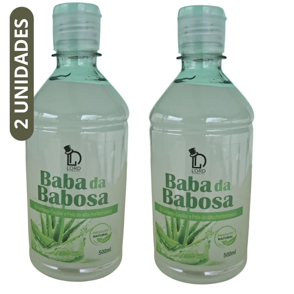 KIT COM 2 - Baba da Babosa (Aloe Vera) Alta Performance 500ml Tratamento Cabelo Pele Lord Cosmeticos
