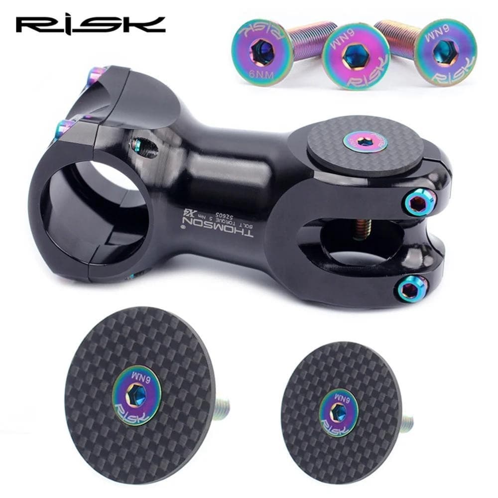 Tampa Da Haste Bicicleta De Fibra De Carbono Risco + Parafusos De Titânio M6x30mm Para 28.6mm/31.8mm OD2 Garfo Estrada M