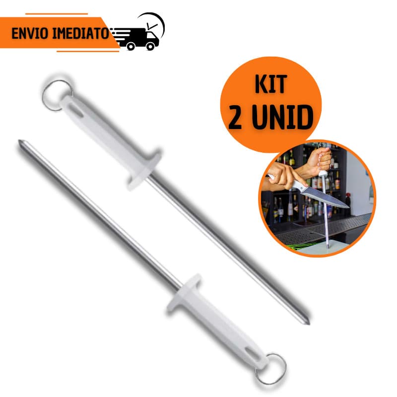Kit 2 Chaira 10" Amolador Afiador de Faca Grande Estriada Profissional Açougueiro Cozinha
