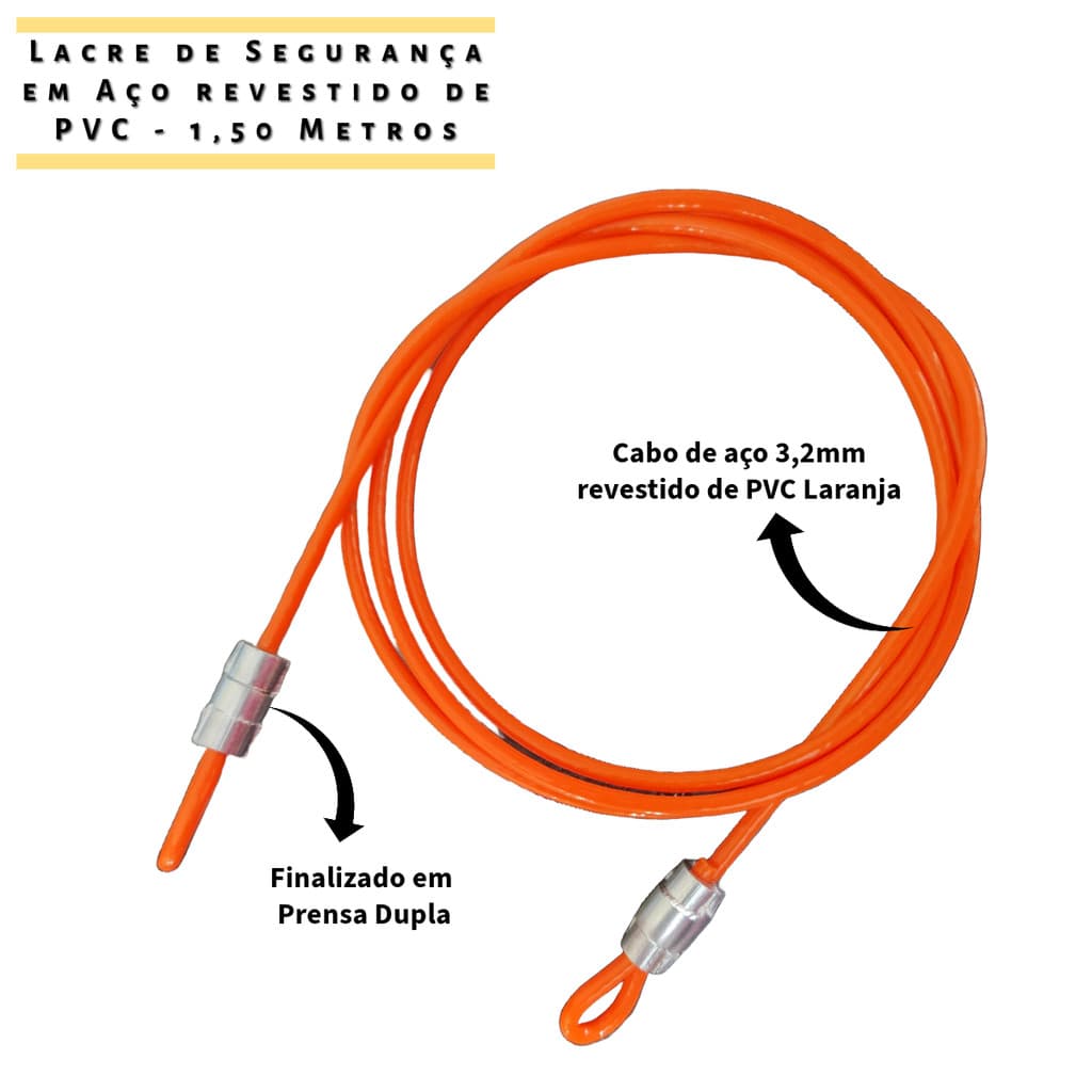 Lacre de Segurança Multiuso 1,50 Metros Laranja - Bolsa Bagagens Gopro Capacete Bicicleta Uso Geral