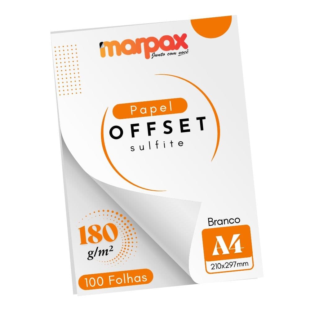 Papel Offset 180g A4 210x297mm Branco Marpax 100 fls