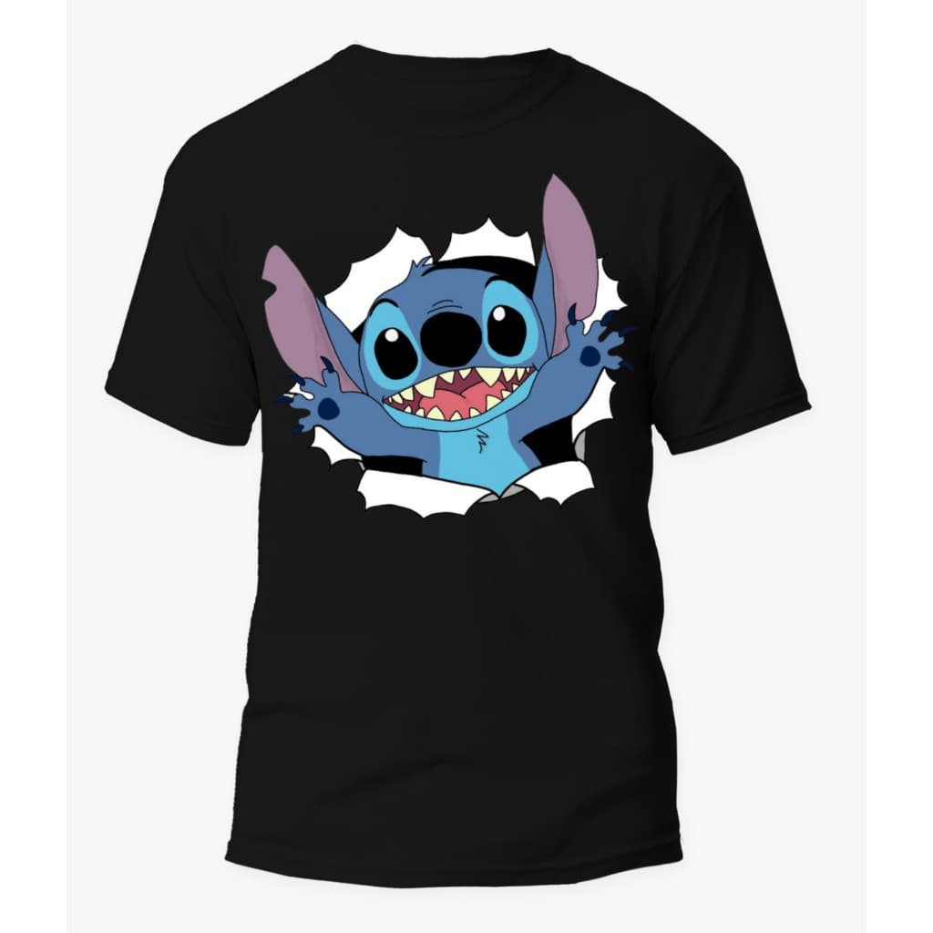 Camiseta Camisa Estampada casual Feminino Masculino Ursinho Stitch lilo stit