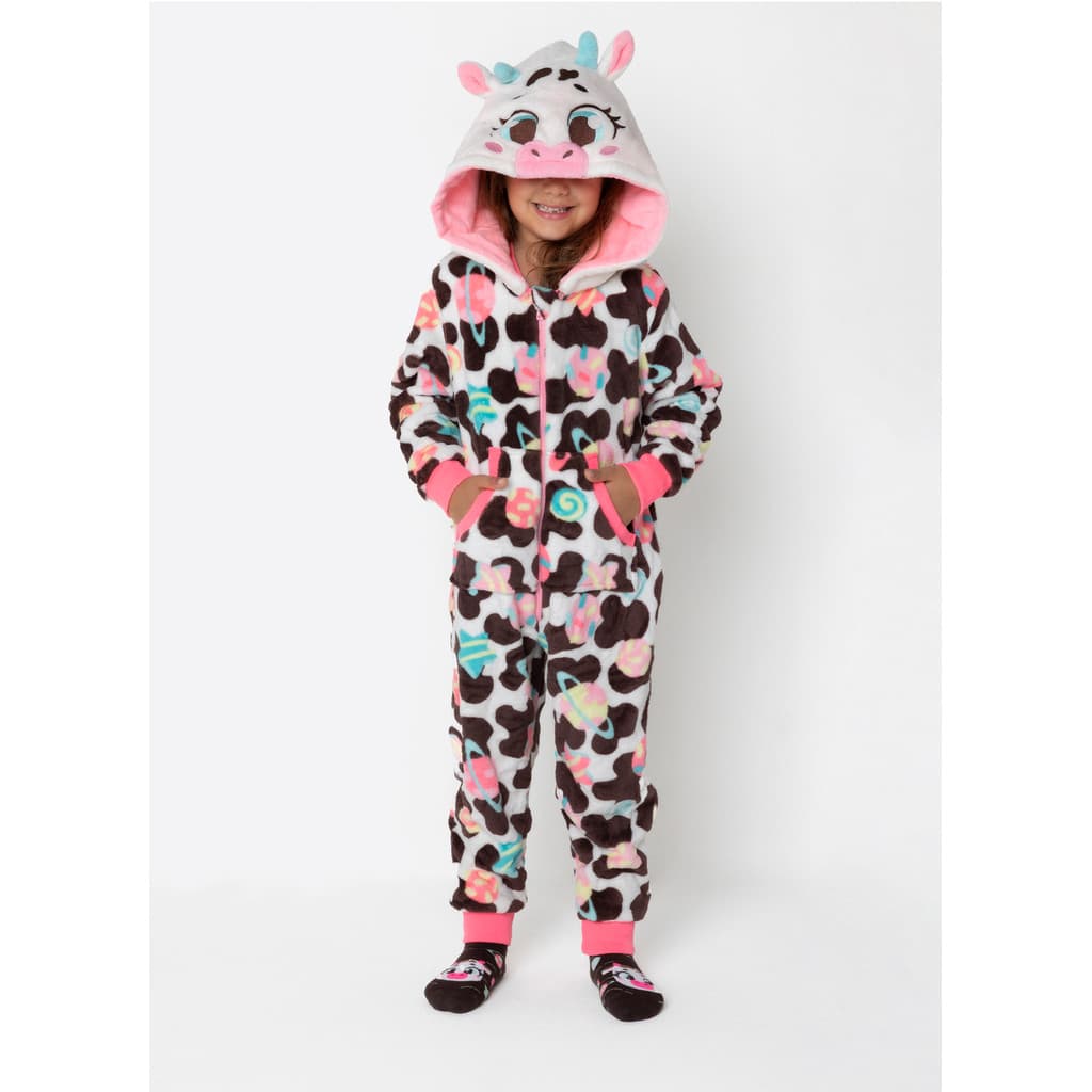 Macacão Manga Longa Soft Menina Vaca Chocolate - Puket