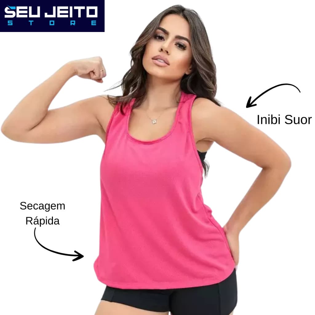Kit com 2 Camisetas Regatas Feminina Dry Fit Academia Conforto e Estilo Fitness