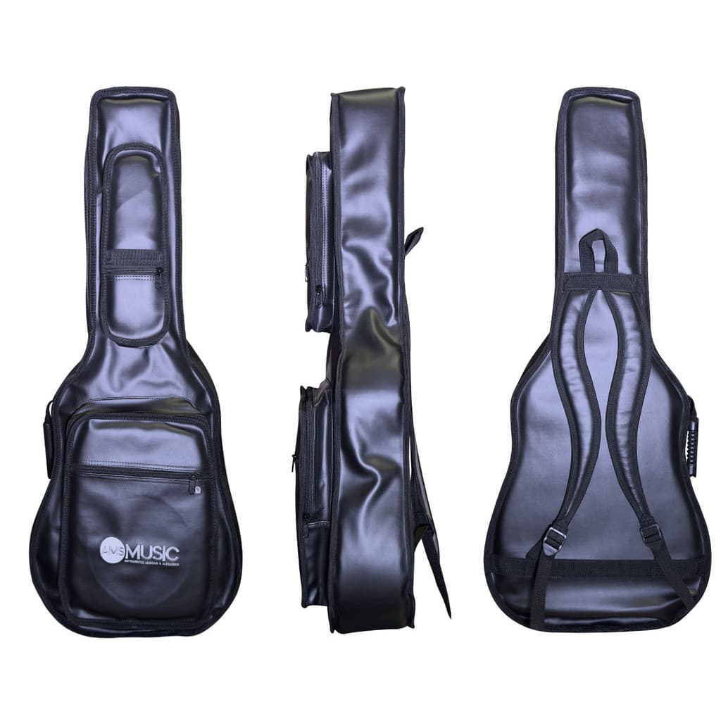 CAPA P/ VIOLÃO CLÁSSICO PREMIUM COURO "AMS" PRETO
