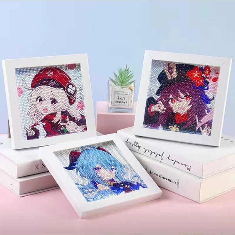 Pintura em Diamante de Personagens de Genshin Impact, Adesivo de Diamante DIY Feito à Mão, Ornamentos para Sala de Estar