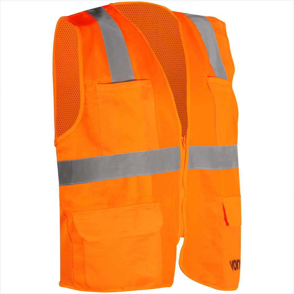 Colete refletivo com bolso e ziper laranja CV 109 - Vonder