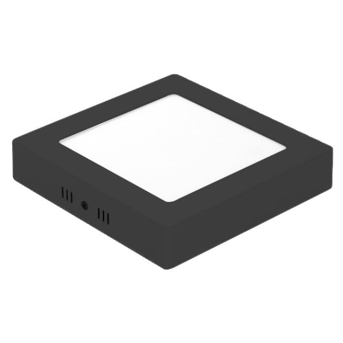 Painel Sobrepor Led Quadrado Preto 18w Quente 3000k alumínio iluminação residencial comercial